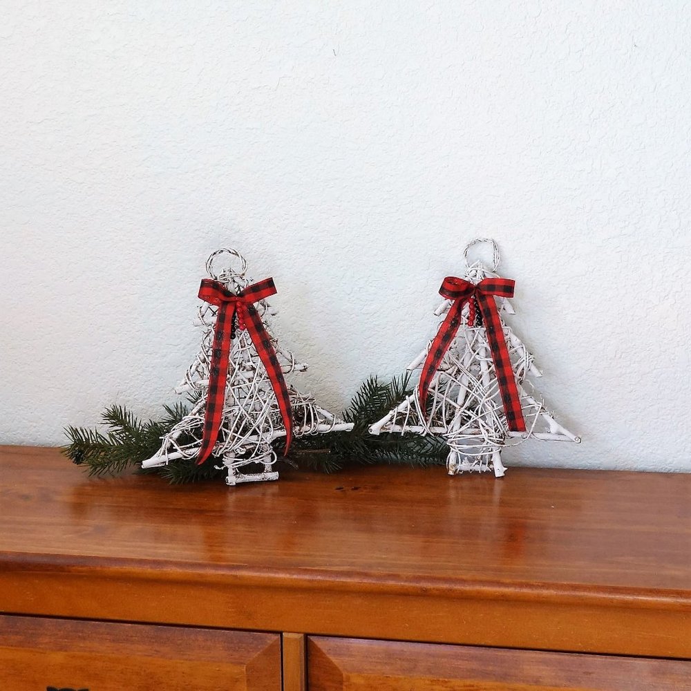 Grapevine Christmas Tree Decor Cabin Christmas Decor Chippy White Winter Trees